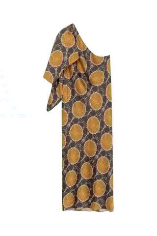 Vestido assimétrico - Verde e castanho