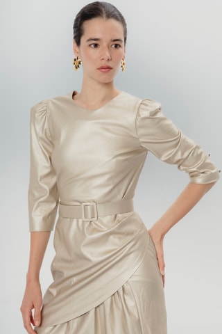 Vestido estilo patinadora - Dourado