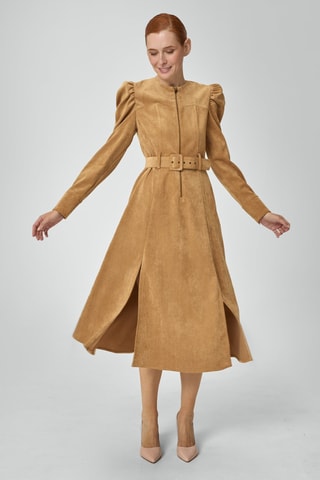 Vestido midi em veludo - Dourado