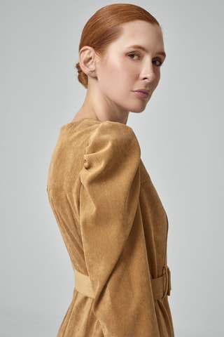 Vestido midi em veludo - Dourado