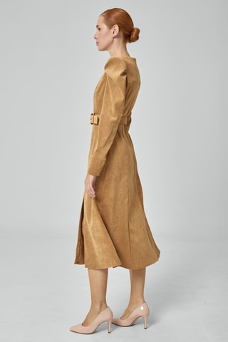 Vestido midi em veludo - Dourado