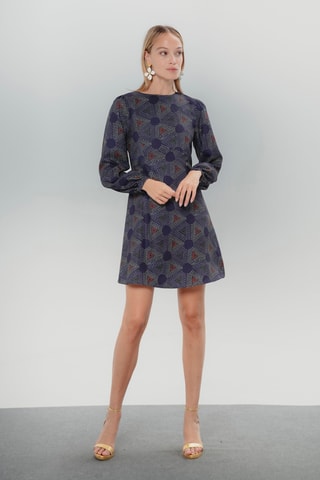 Vestido trapézio - Azul-marinho