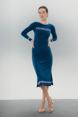Vestido justo - Azul-marinho