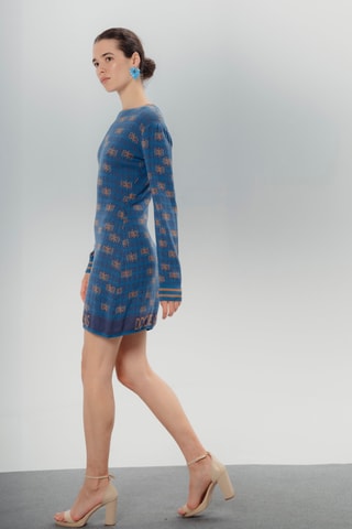 Vestido justo - Azul-cobalto