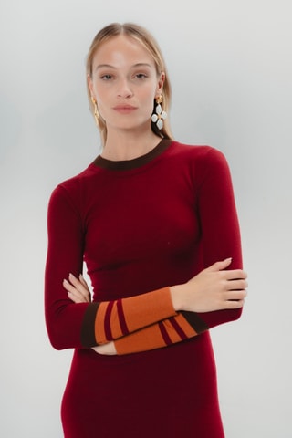 Vestido justo - Bordô