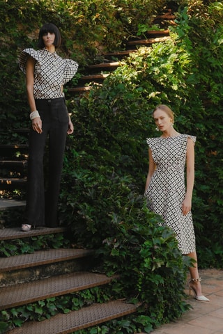 Vestido midi - Branco e preto