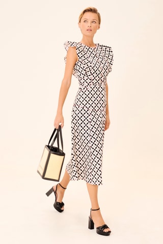 Vestido midi - Branco e preto