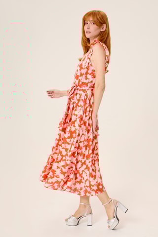 Vestido com folhos - Laranja