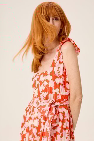 Vestido com folhos - Laranja