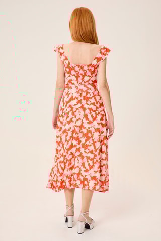 Vestido com folhos - Laranja