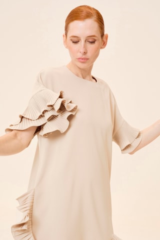 Vestido direito - Bege