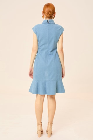 Vestido direito de ganga - Azul-celeste