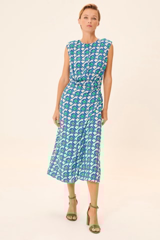 Vestido traçado - Branco e azul-marinho