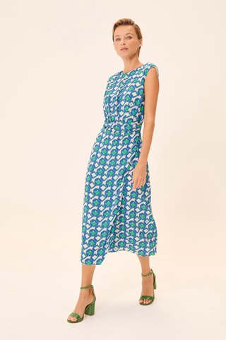 Vestido traçado - Branco e azul-marinho