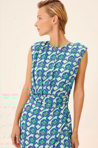 Vestido traçado - Branco e azul-marinho