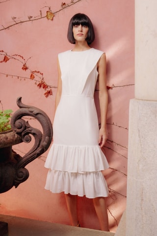 Vestido midi em linho - Branco