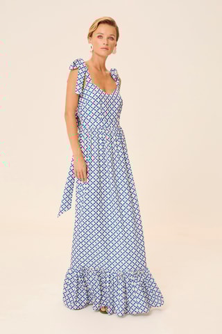 Vestido comprido - Azul-cobalto
