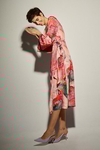 Vestido traçado - Rosa-maquilhagem