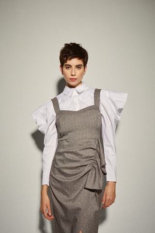 Vestido traçado - Cinzento-claro