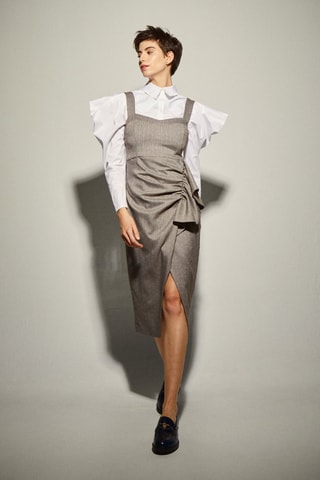 Vestido traçado - Cinzento-claro