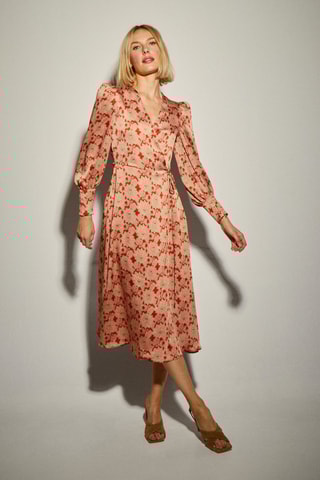 Vestido traçado - Coral