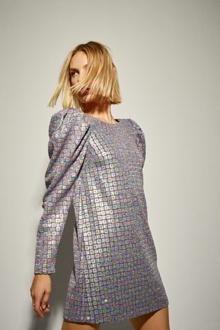 Vestido direito - Prateado