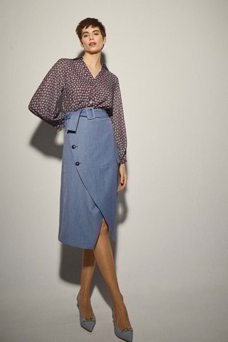 Saia midi - Azul-cobalto