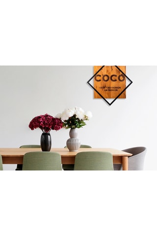 Décoration murale en bois Fashion - 54 x 54 cm - Naturel et noir