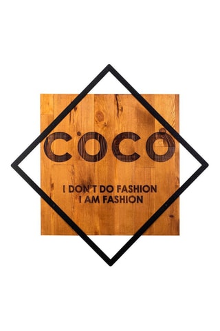 Décoration murale en bois Fashion - 54 x 54 cm - Naturel et noir
