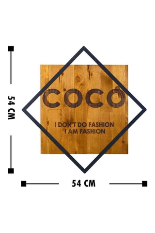 Décoration murale en bois Fashion - 54 x 54 cm - Naturel et noir