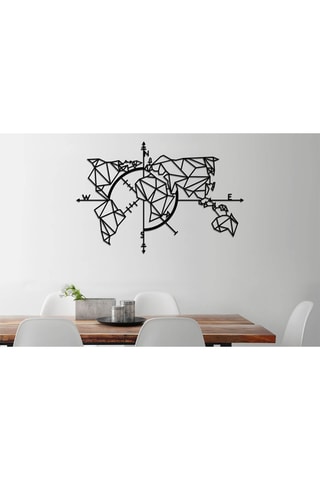 Décoration murale World Map - 111 x 74 cm - Noir