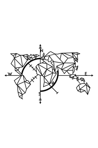 Décoration murale World Map - 111 x 74 cm - Noir