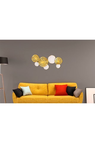 Decoração de parede Samuray - 74 x 38 cm - Dourado e branco
