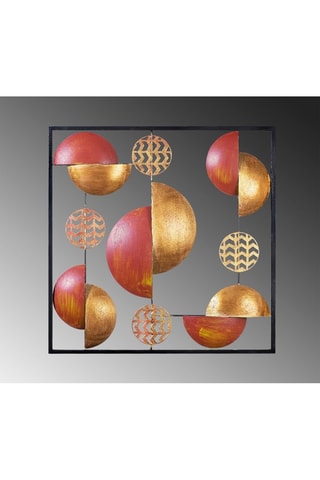 Decoração de parede My world - 55 x 55 cm - Preto e dourado 