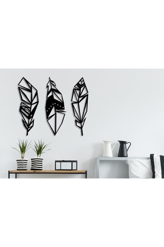 3 décorations murales Feather - 3 x (78 x 65) cm - Noir