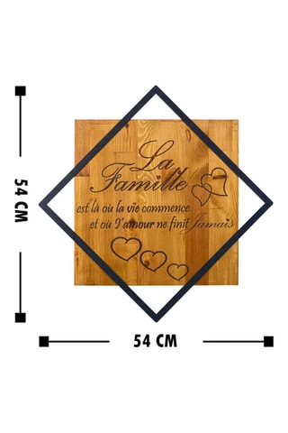 Décoration murale en bois La Famille - 54 x 54 cm - Naturel et noir