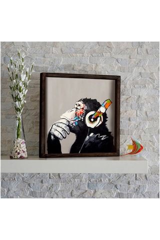 Pintura decorativa com moldura em MDF Isabelle - 34 x 34 cm