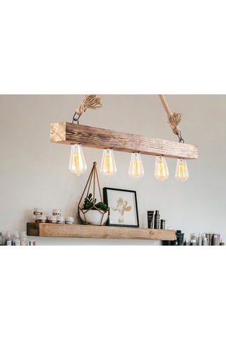 Houten Hanglamp Erebos - Naturel - 5 x 40 W
