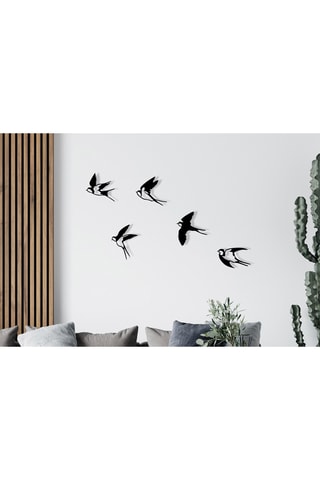 Décoration murale 5 oiseaux - 27 x 26 cm - 29 x 26,5 cm - 31 x 19 cm - 24 x 32 cm - 29 x 31,5 cm - Noir