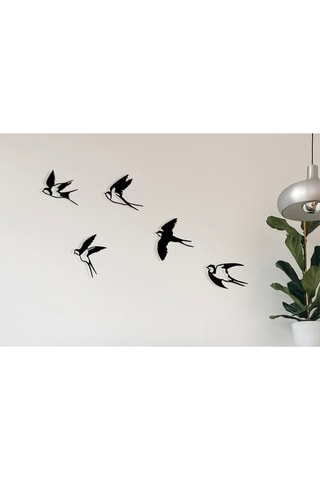 Décoration murale 5 oiseaux - 27 x 26 cm - 29 x 26,5 cm - 31 x 19 cm - 24 x 32 cm - 29 x 31,5 cm - Noir