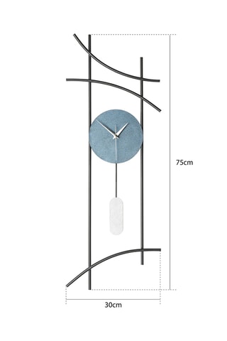 Wandklok -  75 x 30 cm - Blauw en Grijs