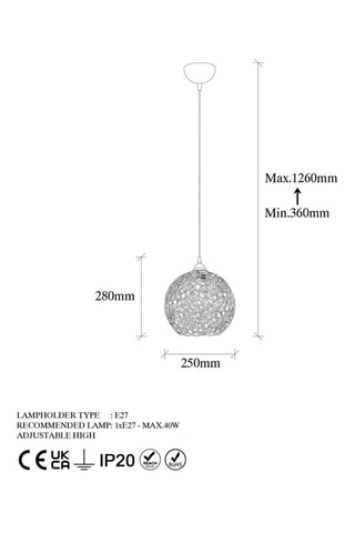 Hanglamp - Zwart - 40 W