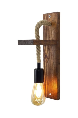 Grenenhouten Wandlamp Ahsap - Naturel en Zwart - 40 W