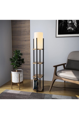 Staanlamp met Element Shelf Lamp - 8115 - Zwart en Goudkleurig - 40 W - 130 cm