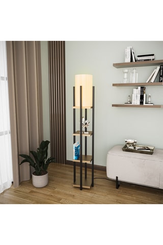 Staanlamp met Element Shelf Lamp - 8115 - Zwart en Goudkleurig - 40 W - 130 cm