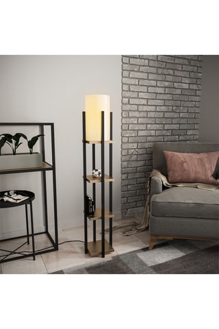 Staanlamp met Element Shelf Lamp - 8115 - Zwart en Goudkleurig - 40 W - 130 cm