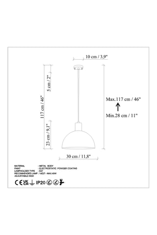 Candeeiro suspenso Kure 993 - Castanho-escuro - 40 W