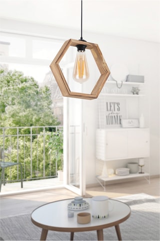 Houten Hanglamp - Naturel en Zwart - 45 - 60 W