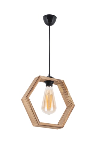 Houten Hanglamp - Naturel en Zwart - 45 - 60 W