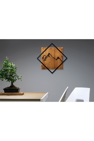 Décoration murale Mountain 2 en bois - Noir et marron - 54 x 54 cm